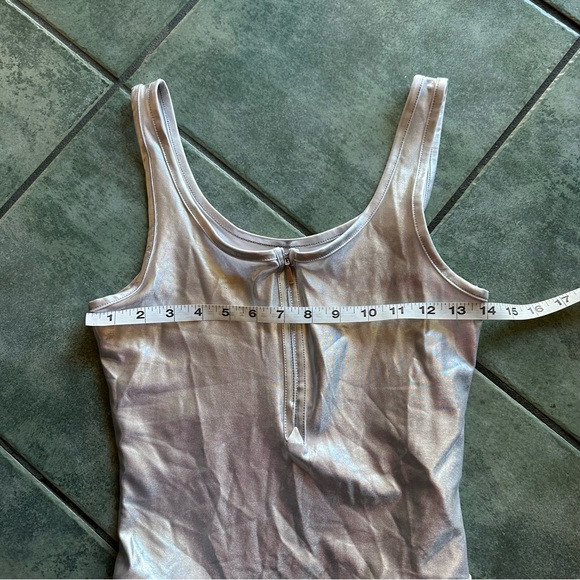 Chemistry Silver Metallic Zipper Bodysuit 
Size small - Picture 2 of 7